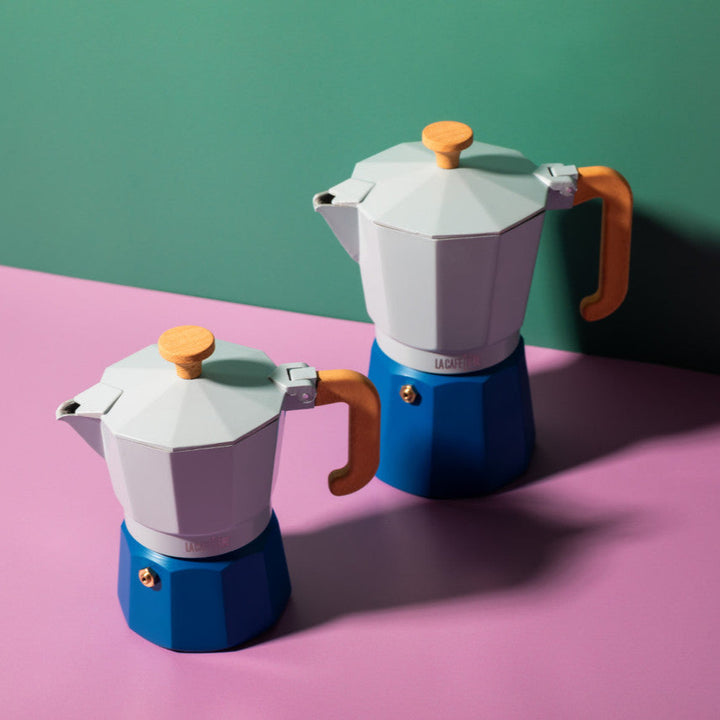 Venice Sky Blue 3 Cup Espresso Maker