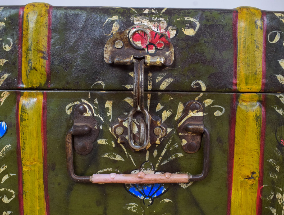 Vintage Hand Painted Floral Trunk - No.4