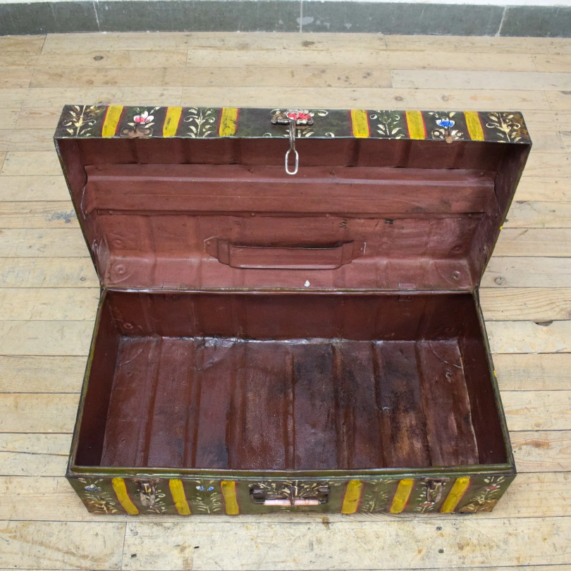 Vintage Hand Painted Floral Trunk - No.4