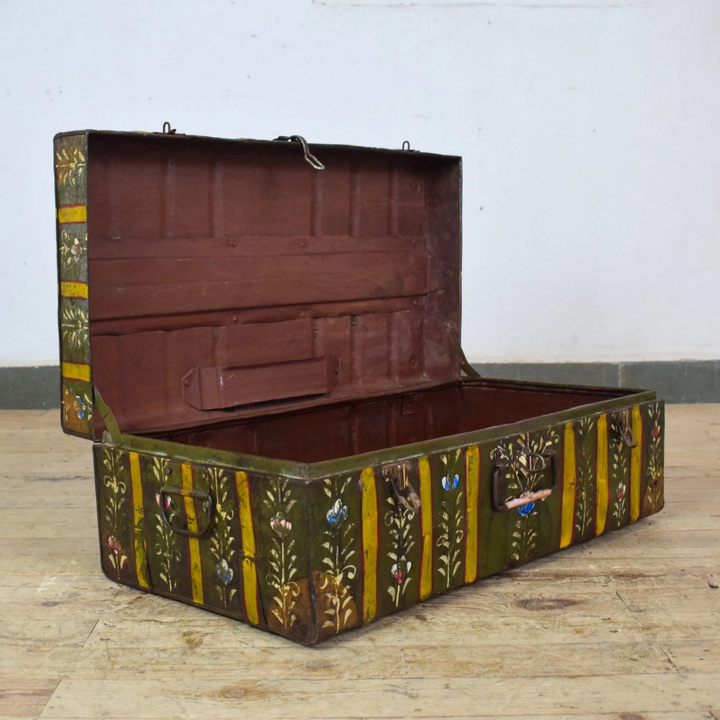 Vintage Hand Painted Floral Trunk - No.4