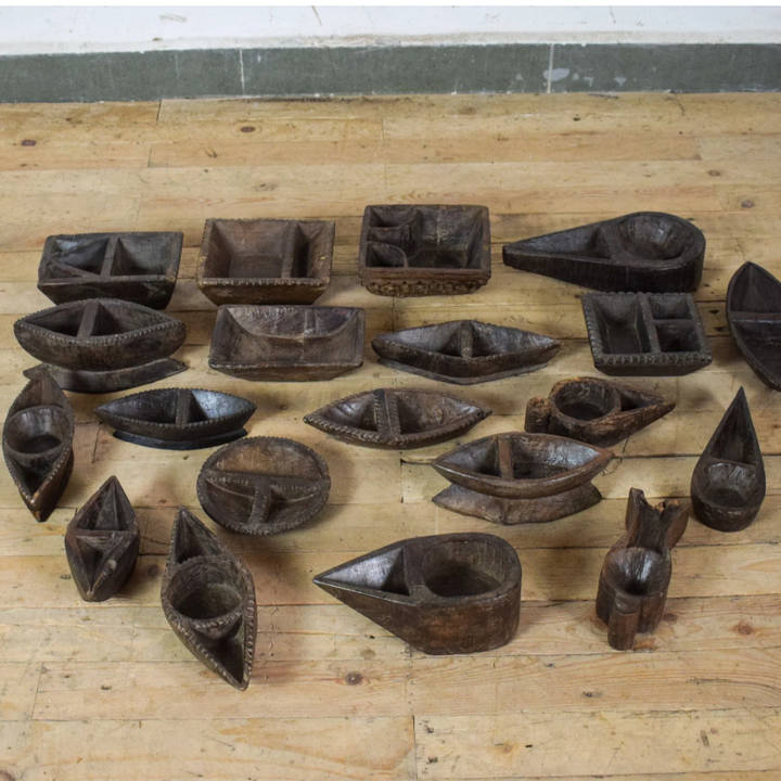 Vintage Wooden Spice Pots