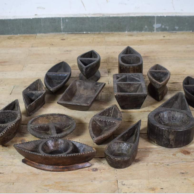 Vintage Wooden Spice Pots