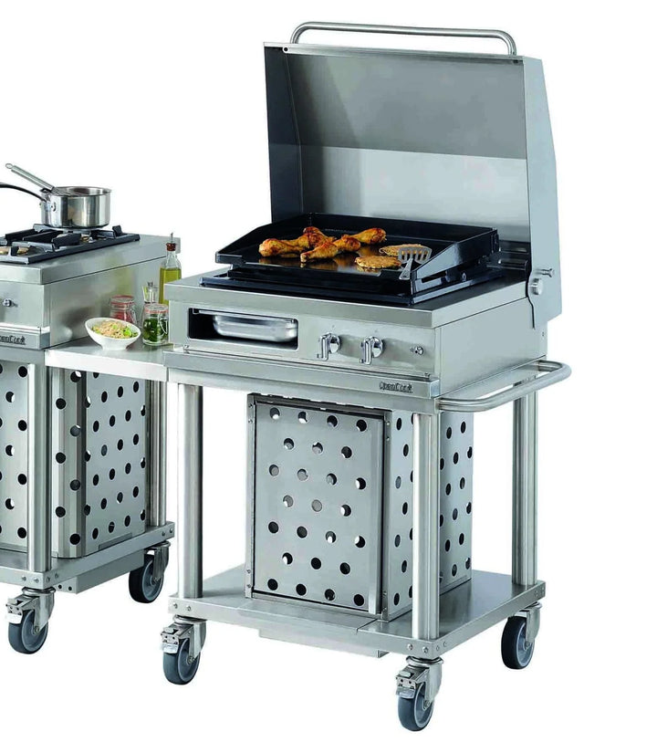 Lacanche Open'Cook Enamelled Plancha Mobile Module With Self-Stabilising Lid & Shelves