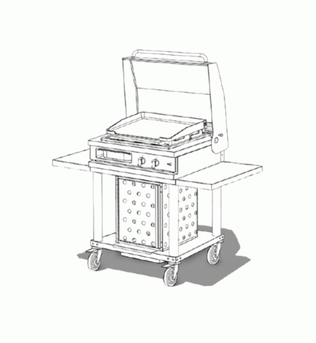 Lacanche Open'Cook Enamelled Plancha Mobile Module With Self-Stabilising Lid & Shelves
