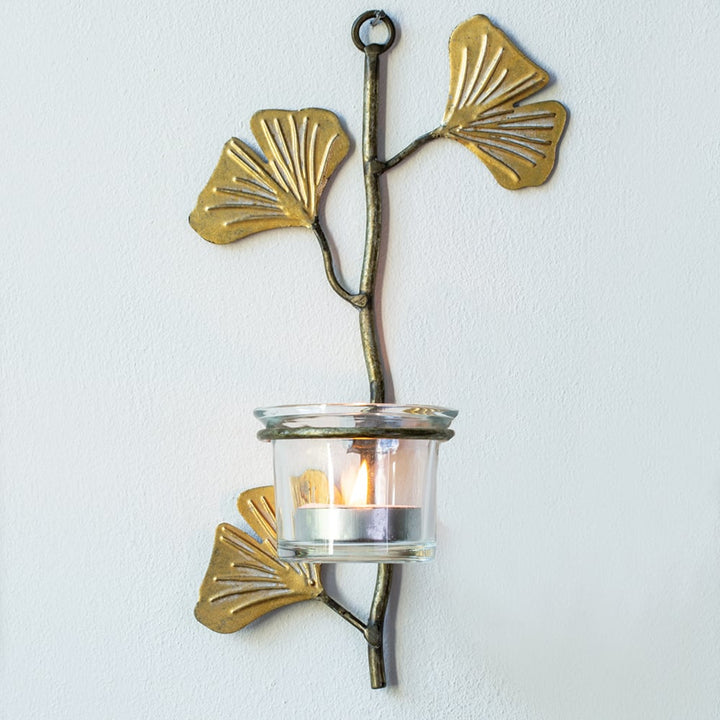 Wall Votive Holder Ginkgo Leaf