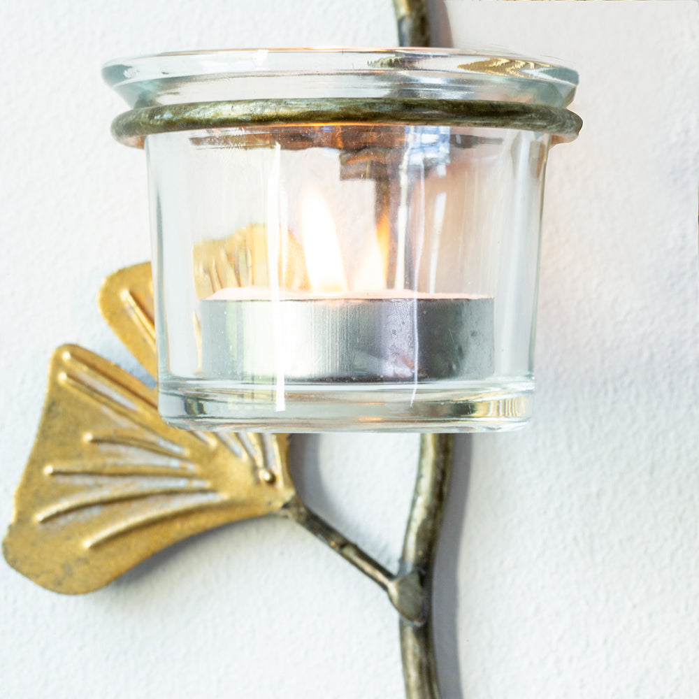 Wall Votive Holder Ginkgo Leaf