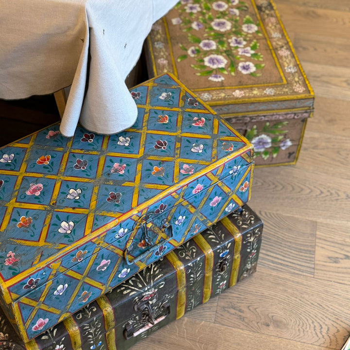 Vintage Hand Painted Floral Trunk - No.4