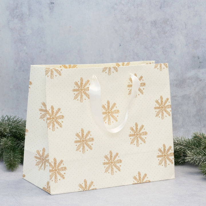 Gold Snowflake Paper Gift Bag - 3 Sizes
