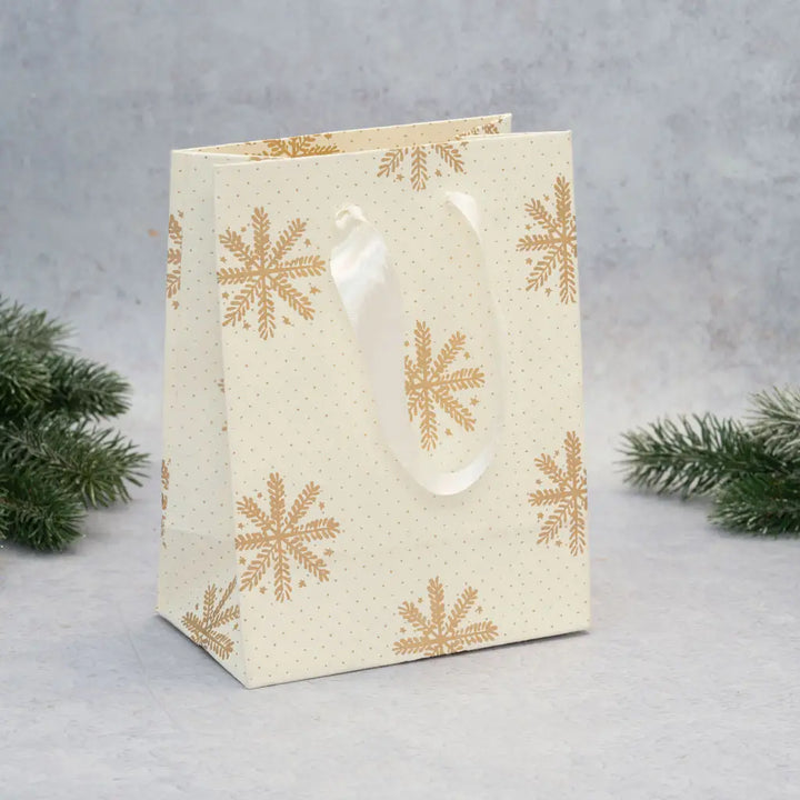 Gold Snowflake Paper Gift Bag - 3 Sizes