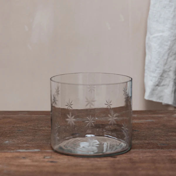 Wide Star Etched Vase
