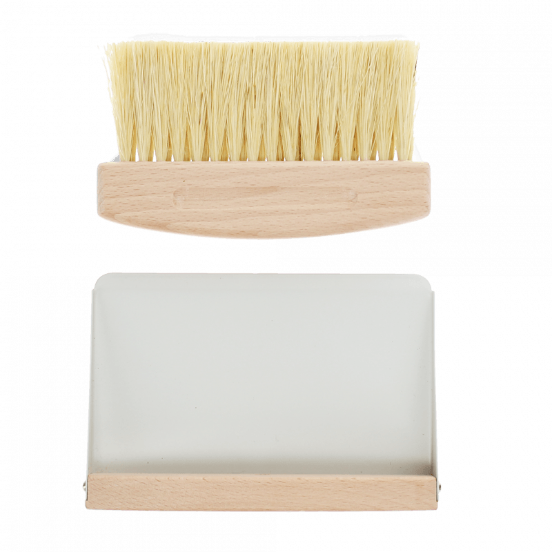 Wooden Table Brush & Pan Set - Soft Grey