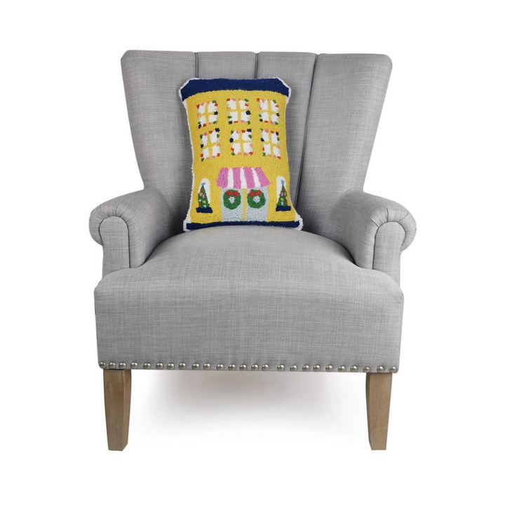 Yellow Festive House Wool Cushion
