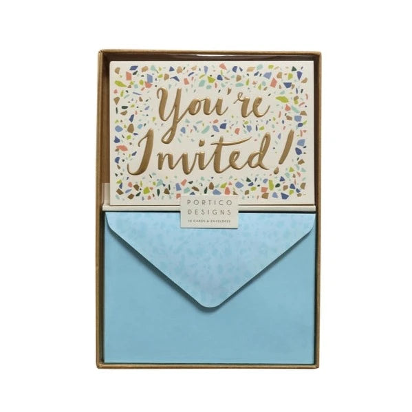 You're Invited Notecard Set with Confetti Design