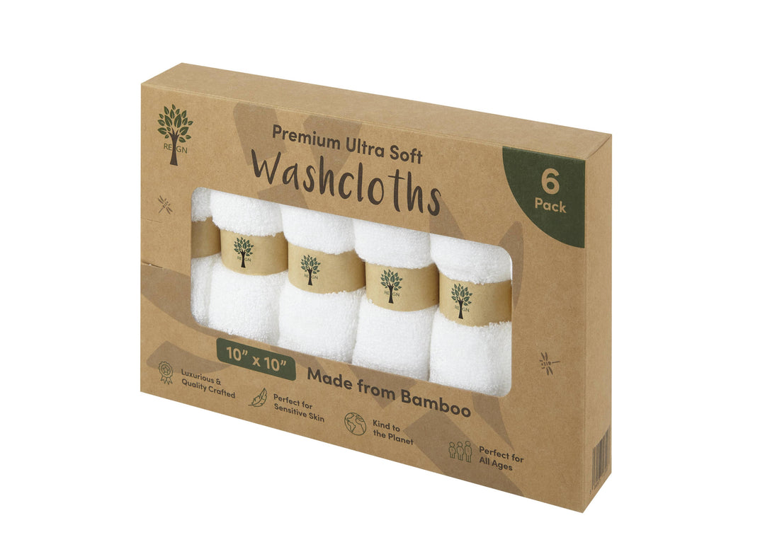 Organic Bamboo Face Cloths - 6 Pack