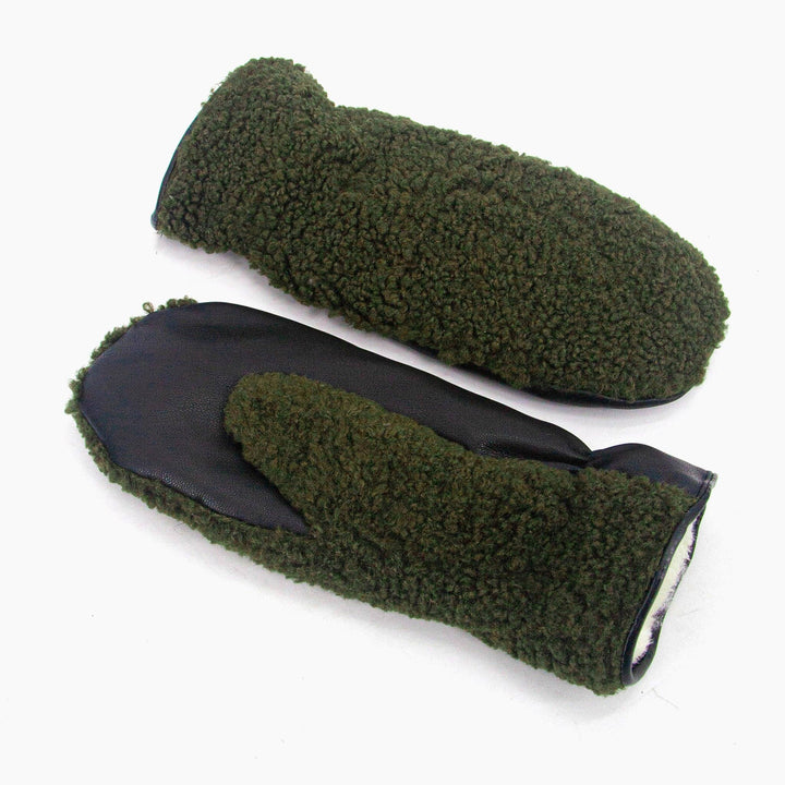 Khaki Borg Mitten Gloves