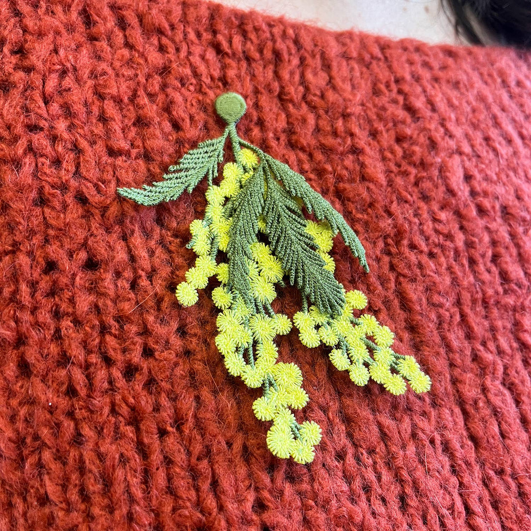 Mimosa Embroidered Brooch