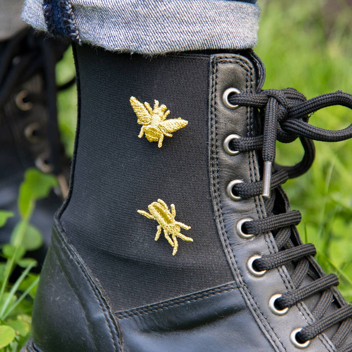 Golden Embroidered Brooches - 3 Little Bugs