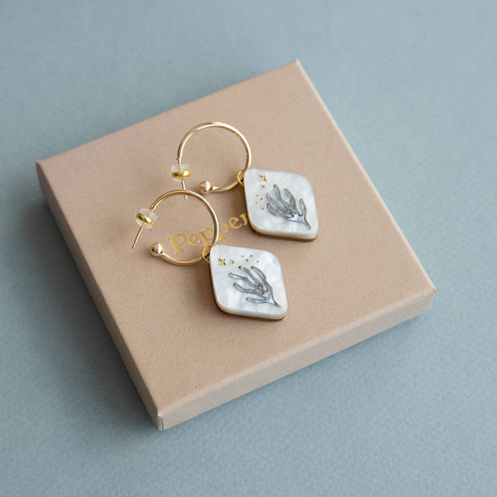 Celestial Coral Hoop Earrings