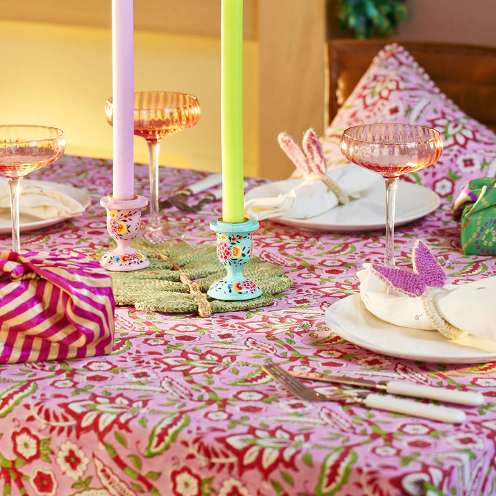 Arana Floral Block Print Tablecloth
