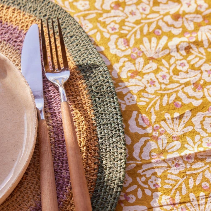 Raffia Placemat - Boho Khaki Mix