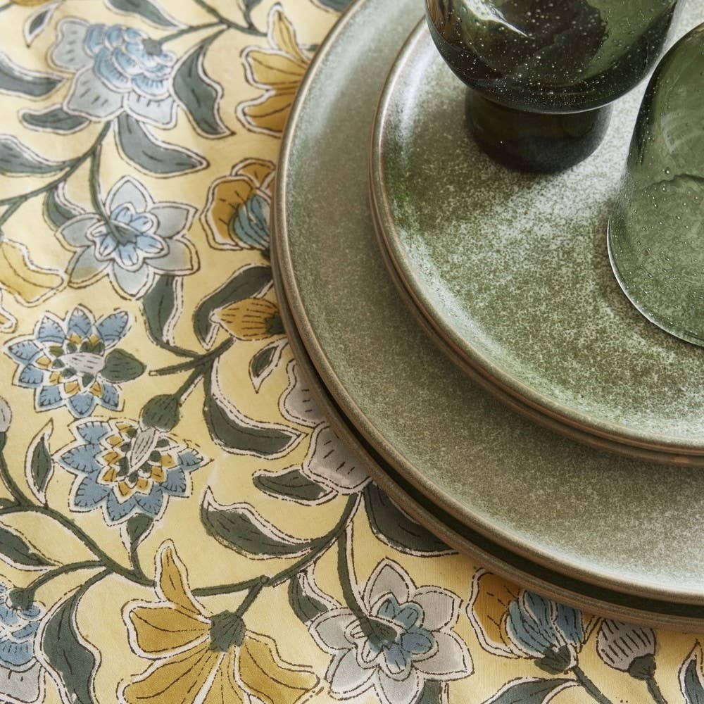 Chamomile Tablecloth in Taupe & Ochre