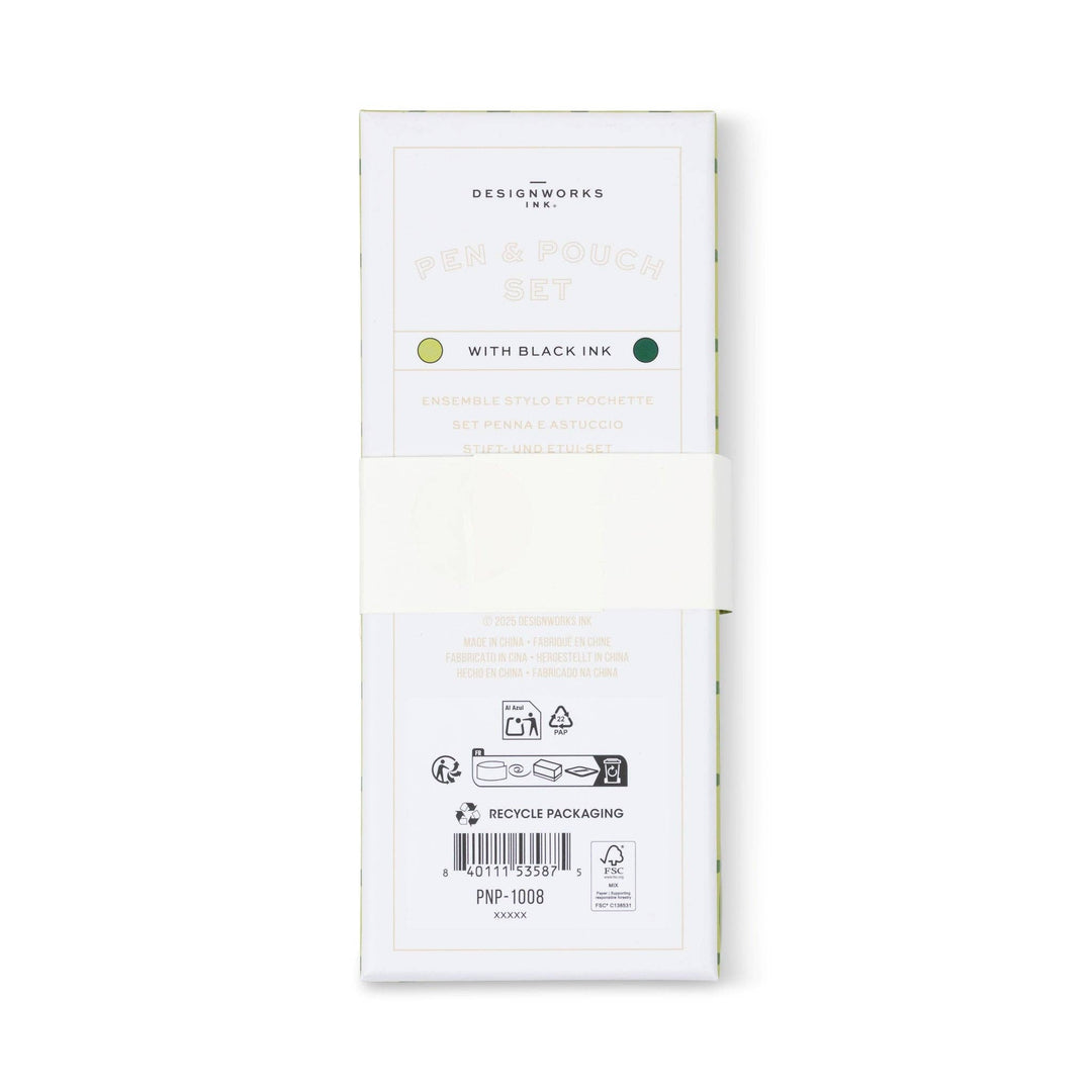 Green Lattice Pen & Pouch Set