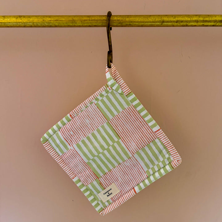 Olive Grid Quilted Trivet Pot Holder