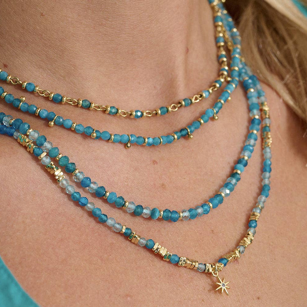 Lia Apatite & Gold Star Charm Necklace