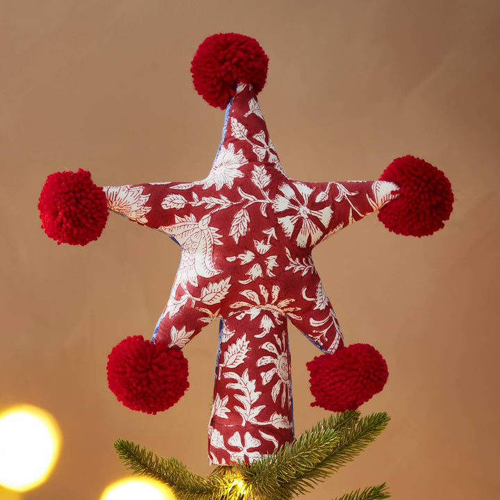 Akya Block Print Star Tree Topper