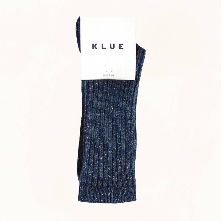Silk & Wool Dust Star Socks in Navy