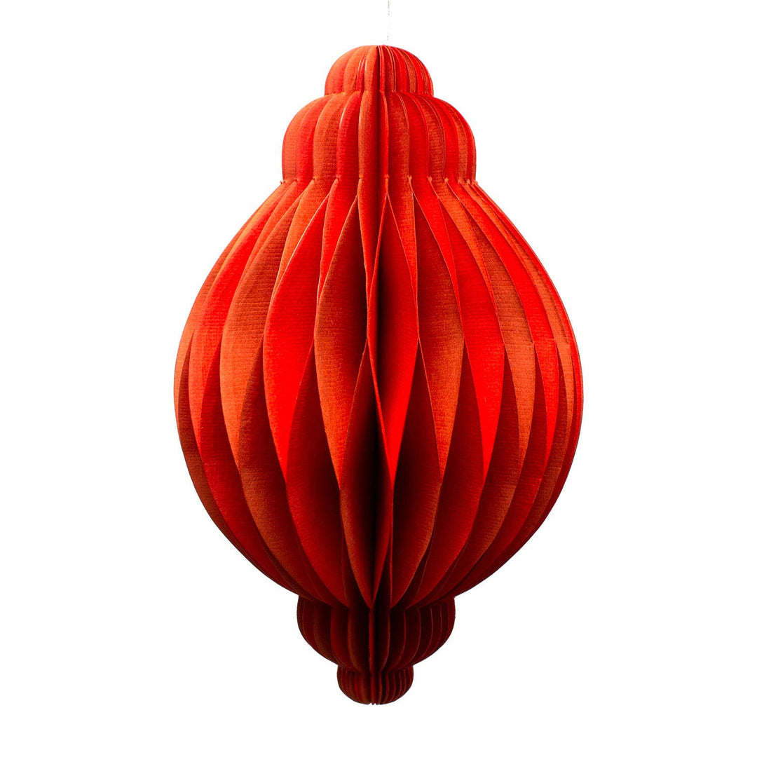 Recycled Paper Fold-Away Bauble Decoration - Orange