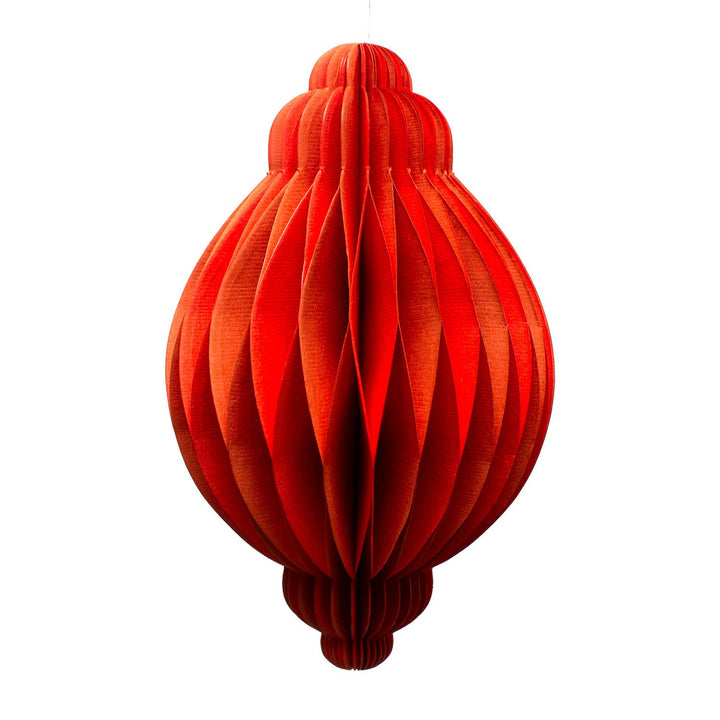Recycled Paper Fold-Away Bauble Decoration - Orange