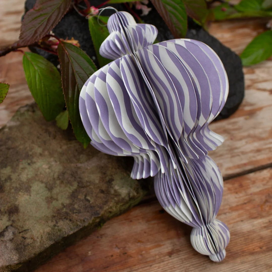 Recycled Paper Fold Out Decoration - Lilac Wavey Lines