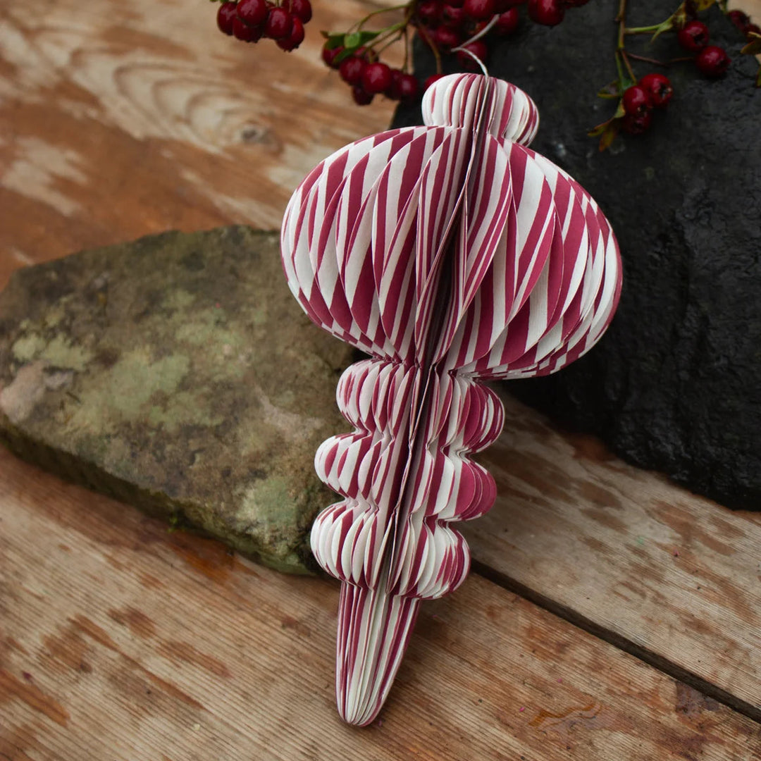 Recycled Paper Fold Out Decoration - Berry Stripe