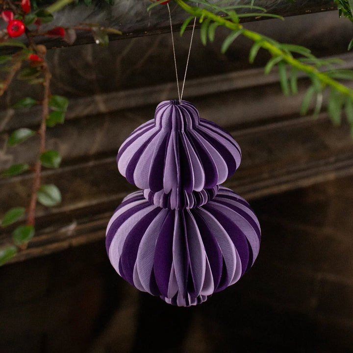 Recycled Paper Fold-Away Bauble Decoration - Lilac