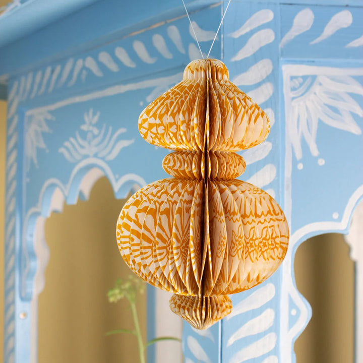 Recycled Paper Fold Out Decoration - Mustard Floral