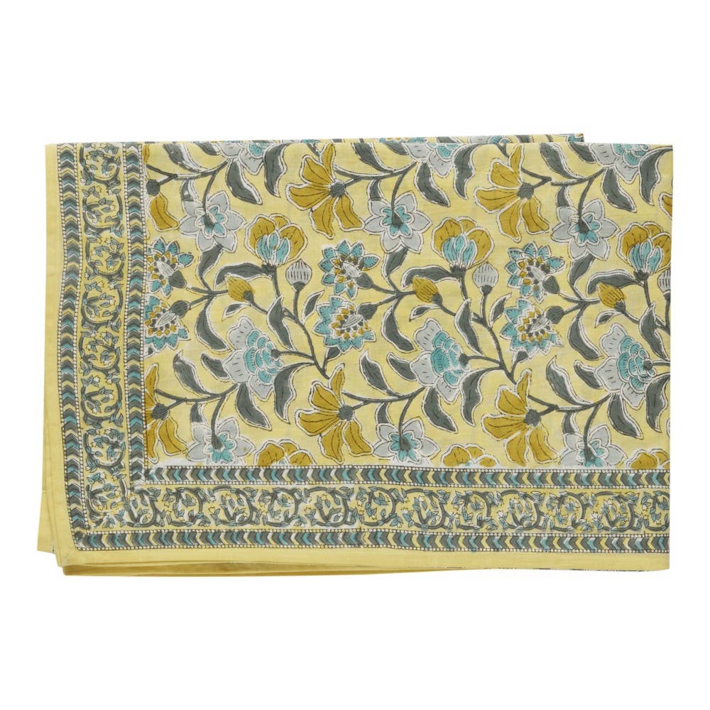 Chamomile Tablecloth in Taupe & Ochre