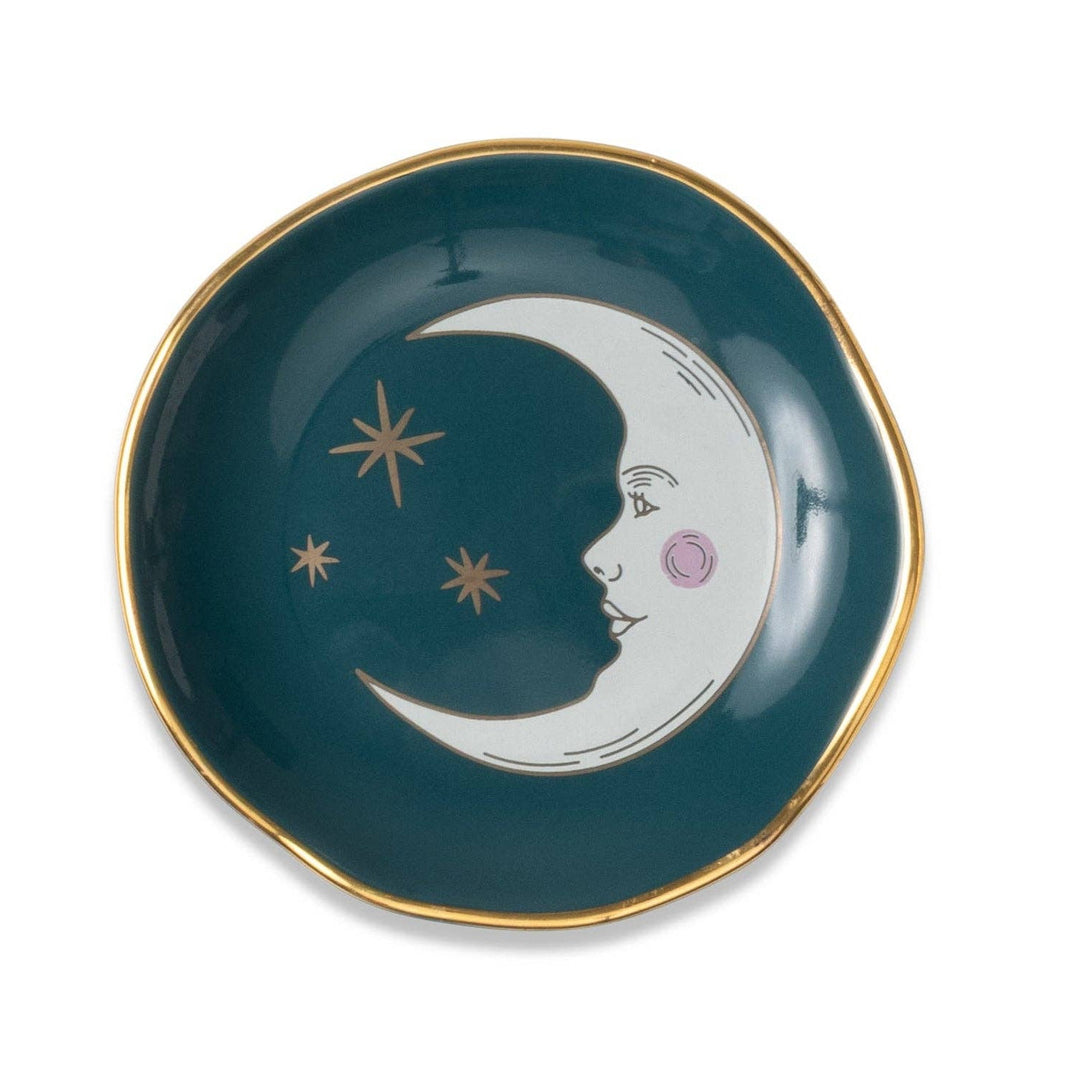 Celestial Ceramic Trinket Dish - Teal Moon