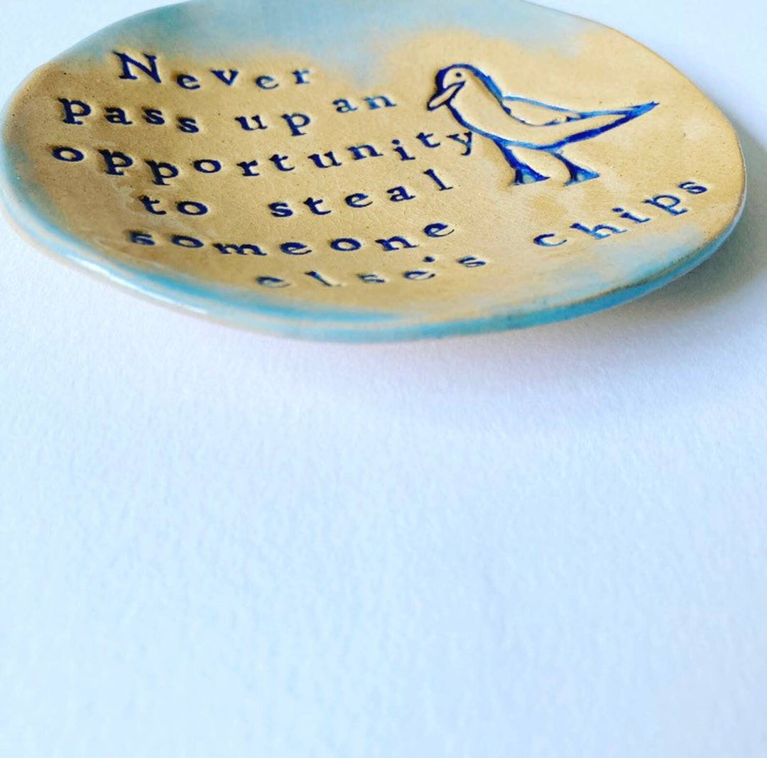 Ceramic Trinket Dish - Chip Stealing Seagull Ceramic
