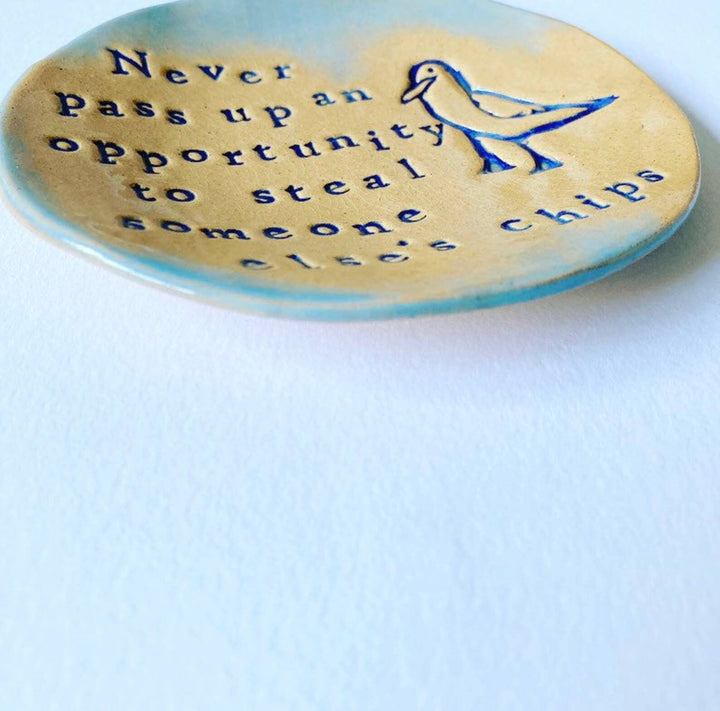 Ceramic Trinket Dish - Chip Stealing Seagull Ceramic