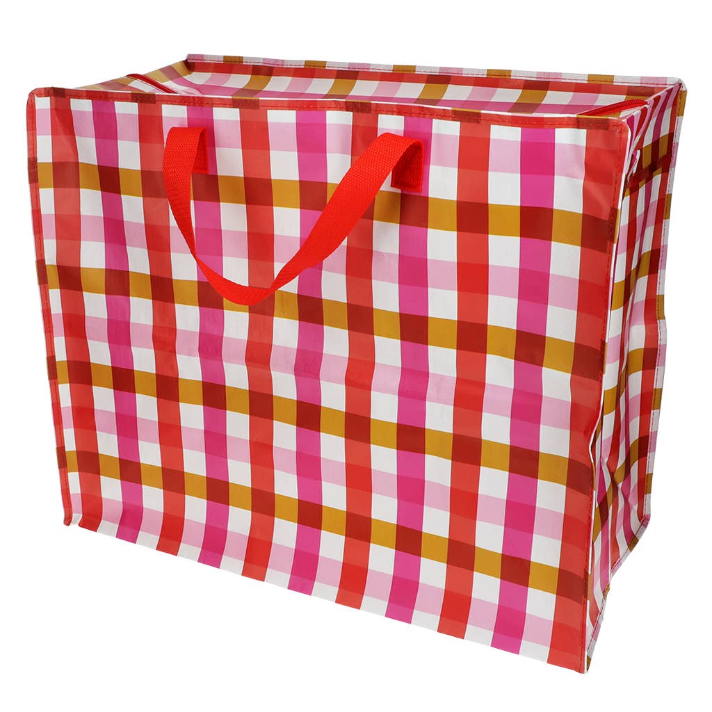 Jumbo storage bag in Pink Gingham