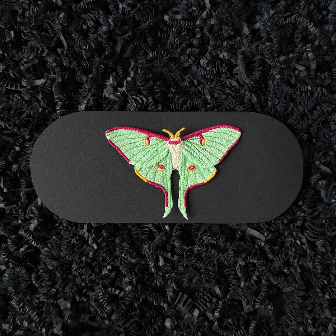 Luna Moth Embroidered Brooch