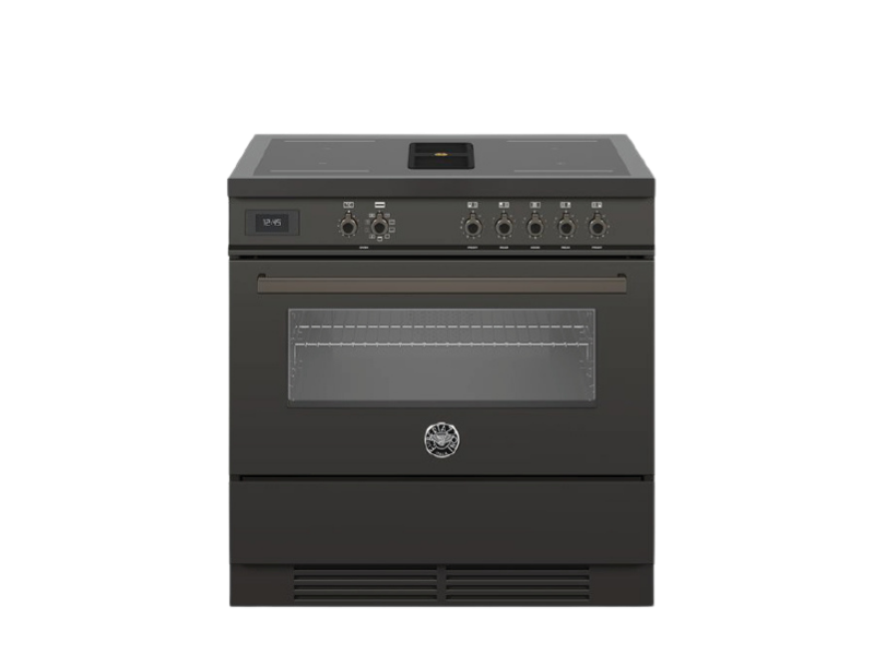 Bertazzoni air tec induction range cooker in carbonio