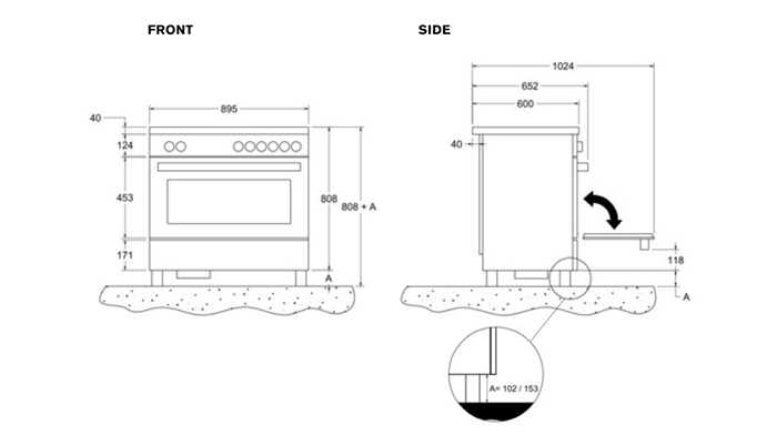 Bertazzoni Air-Tec cooker 90 cm Professional Series - induction top and integrated hood, electronic oven