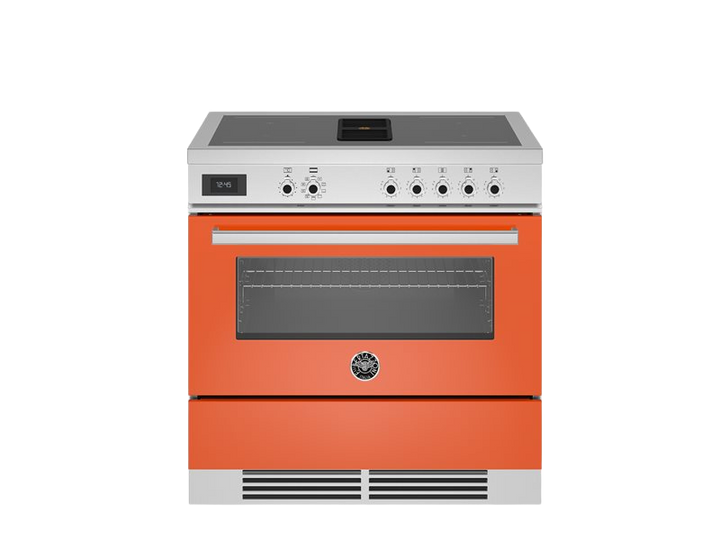 Bertazzoni air tec induction range in orange 