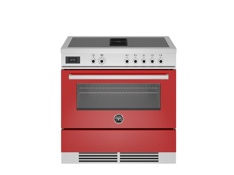 Bertazzoni air tec range cooker induction in red