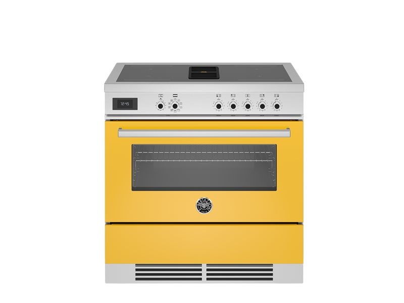 Bertazzoni air tec range cooker induction in yellow