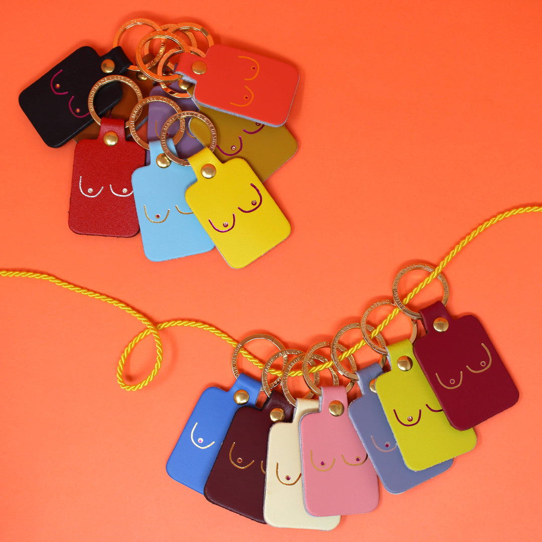 Boob Leather Key Fob: Pale Pink