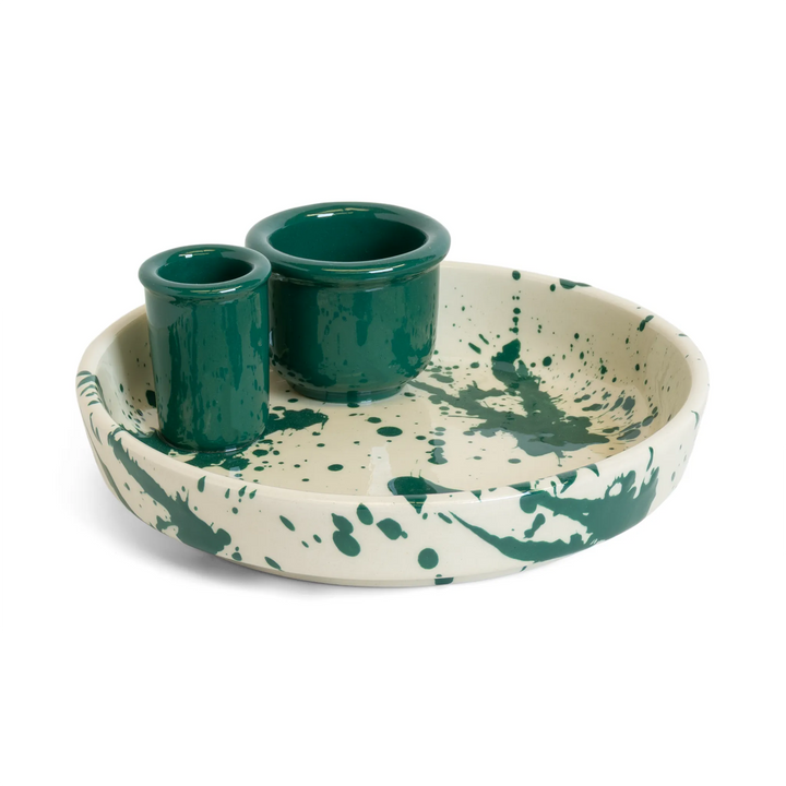 Olive Dish in Green Splatter
