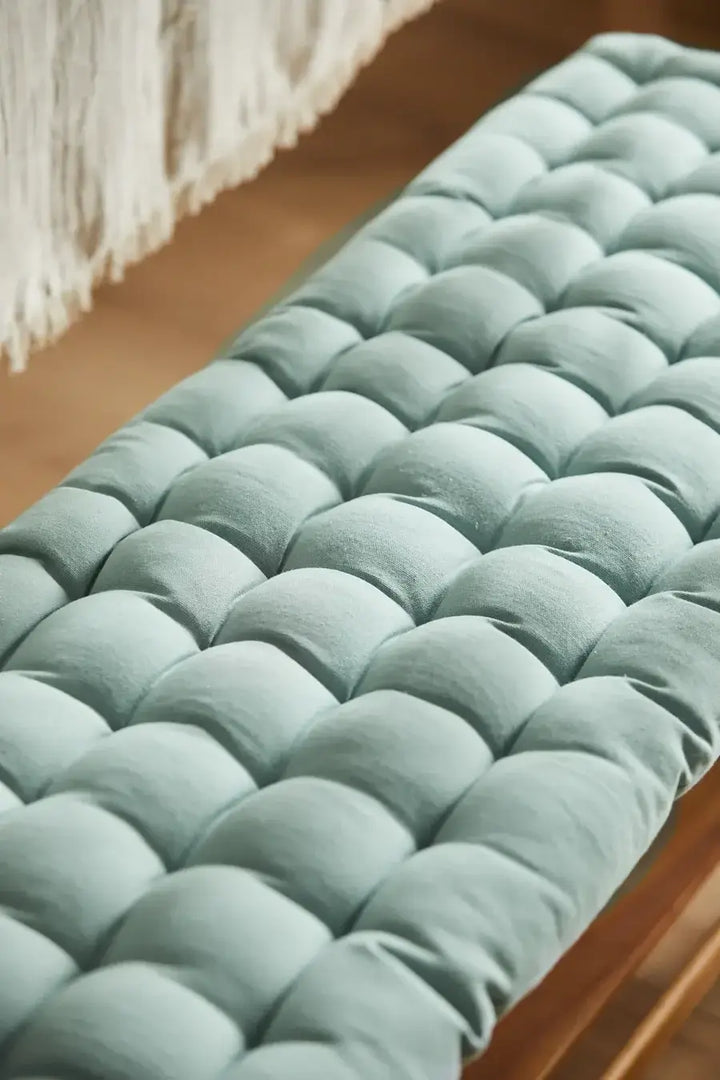Cotton Bench Seat Cushion in Seafoam
